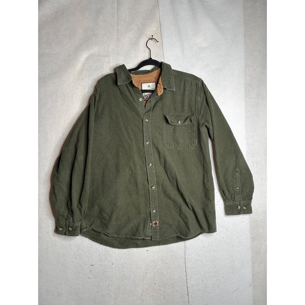 Legendary Whitetails Buck Camp Flannel Shirt Mens L Olive Green 6464 POLW-1387